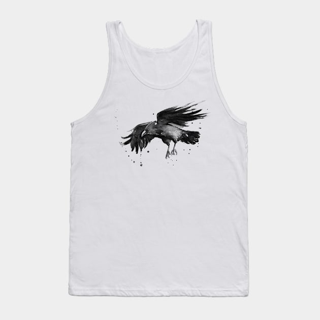 Flying Raven Watercolor Tank Top by Olechka